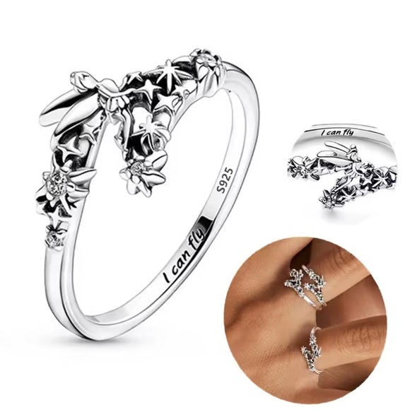 Disney Inspired 🧚‍♀️Tinkerbell🧚 S925 Sterling Silver Ring In Gift Box Size 7 - Picture 1 of 7
